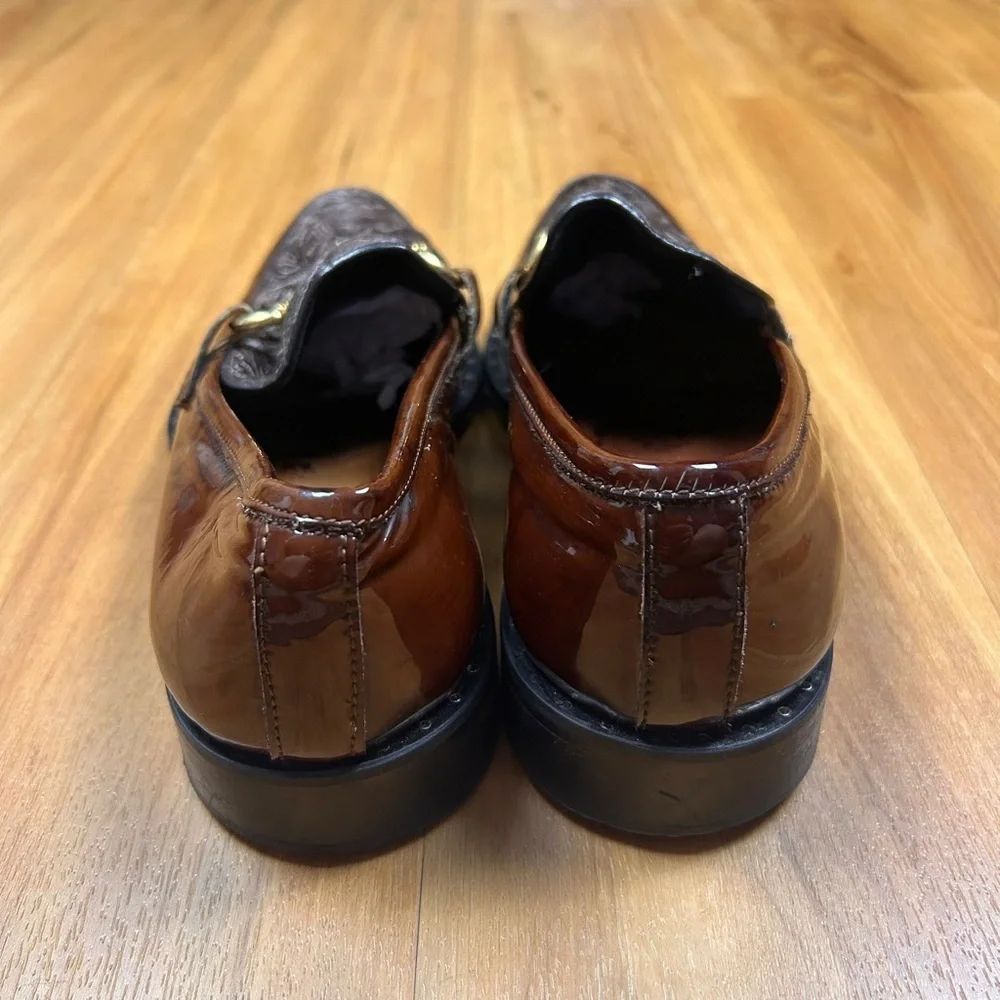 Vero Cuoio Mens Leather‎ Loafers Brown Patent Horsebit Italy EU 40 Dress